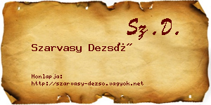 Szarvasy Dezső névjegykártya